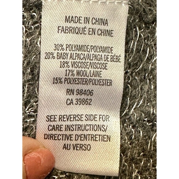 Theory Jivana Wenge Size M Sheer Baby Alpaca Wool Gray Sweater Luxury Staple - Picture 11 of 13